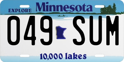 MN license plate 049SUM