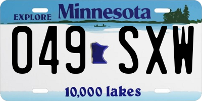 MN license plate 049SXW