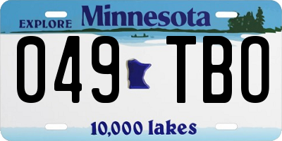 MN license plate 049TBO