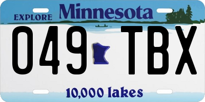 MN license plate 049TBX