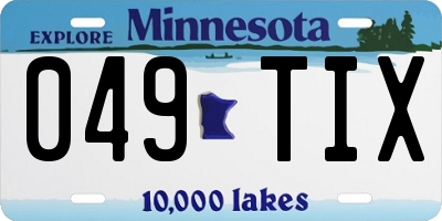 MN license plate 049TIX