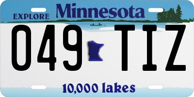 MN license plate 049TIZ
