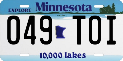 MN license plate 049TOI