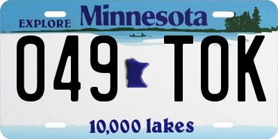 MN license plate 049TOK