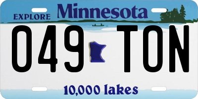 MN license plate 049TON