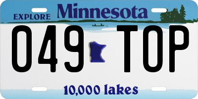MN license plate 049TOP