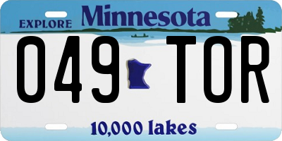 MN license plate 049TOR