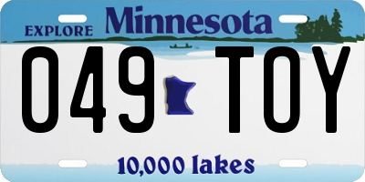 MN license plate 049TOY
