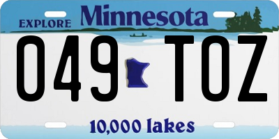 MN license plate 049TOZ