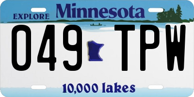 MN license plate 049TPW