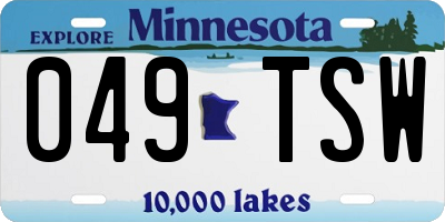 MN license plate 049TSW