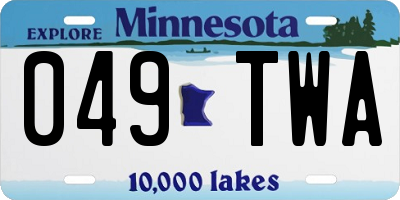 MN license plate 049TWA