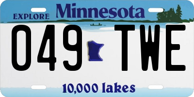 MN license plate 049TWE