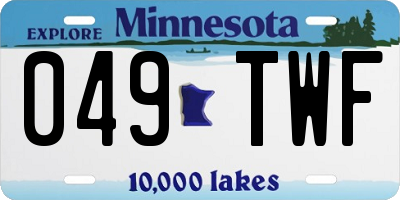 MN license plate 049TWF