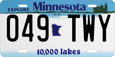 MN license plate 049TWY