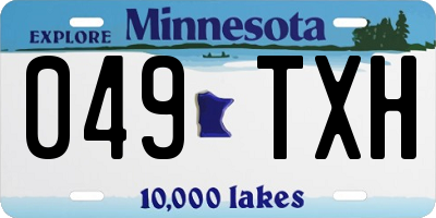 MN license plate 049TXH