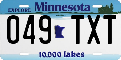 MN license plate 049TXT