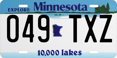 MN license plate 049TXZ