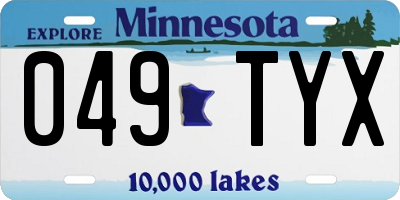 MN license plate 049TYX