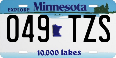 MN license plate 049TZS