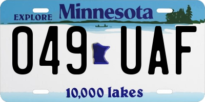 MN license plate 049UAF