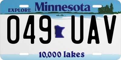 MN license plate 049UAV