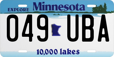 MN license plate 049UBA