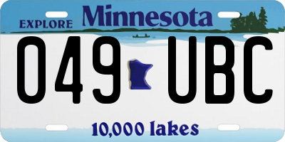 MN license plate 049UBC