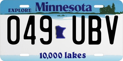 MN license plate 049UBV
