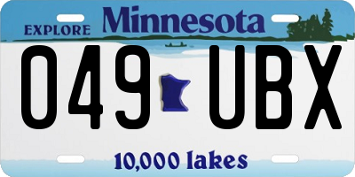 MN license plate 049UBX