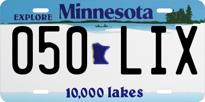 MN license plate 050LIX
