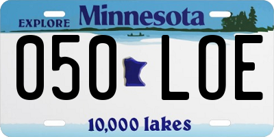 MN license plate 050LOE