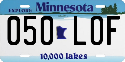 MN license plate 050LOF