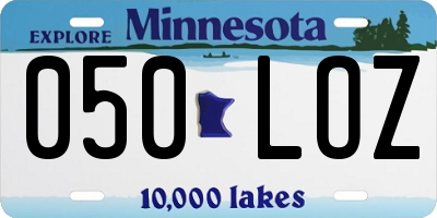 MN license plate 050LOZ