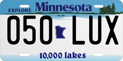 MN license plate 050LUX