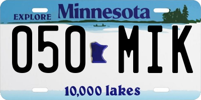 MN license plate 050MIK