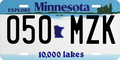 MN license plate 050MZK