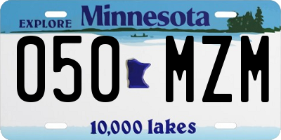 MN license plate 050MZM