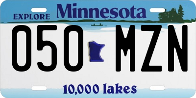 MN license plate 050MZN