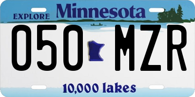 MN license plate 050MZR