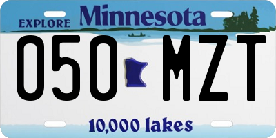 MN license plate 050MZT