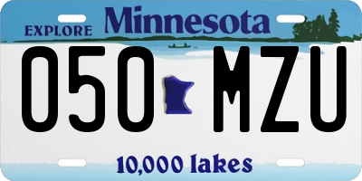 MN license plate 050MZU