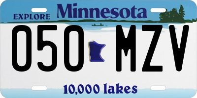 MN license plate 050MZV