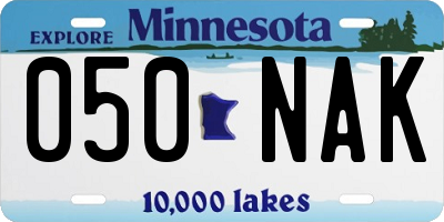 MN license plate 050NAK