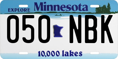 MN license plate 050NBK