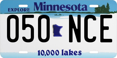 MN license plate 050NCE