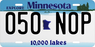 MN license plate 050NOP