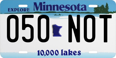 MN license plate 050NOT