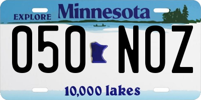 MN license plate 050NOZ
