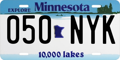MN license plate 050NYK